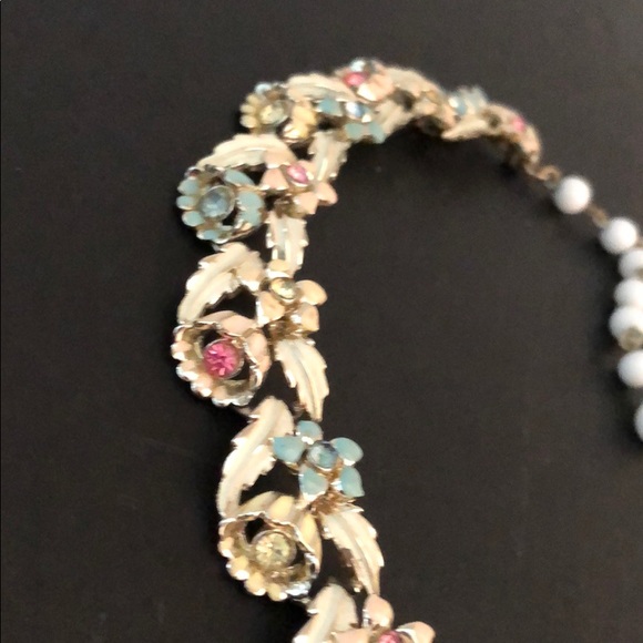 VINTAGE VIVID COLORFUL CRYSTAL & ENAMEL NECKLACE - Picture 6 of 13